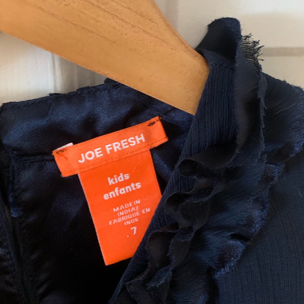 Joe Fresh Navy Ruffle Neck Dress - Picture 3 of 4